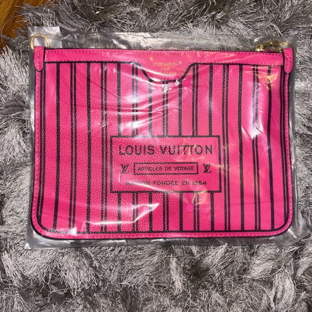Louis Vuitton Pink and Black Striped Clutch